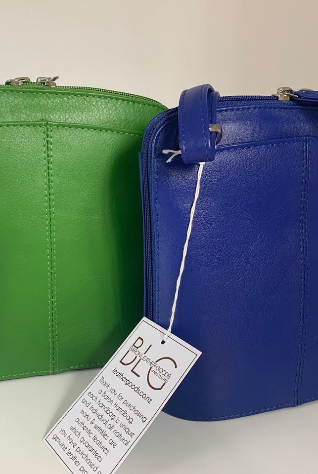 Baron & Burton - Small Genuine Leather Handbag (23822) Emerald and Cobalt