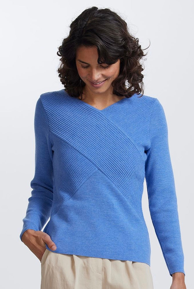 Royal Merino - 100% Merino Rib Wrap V (RM2055) Cornflower