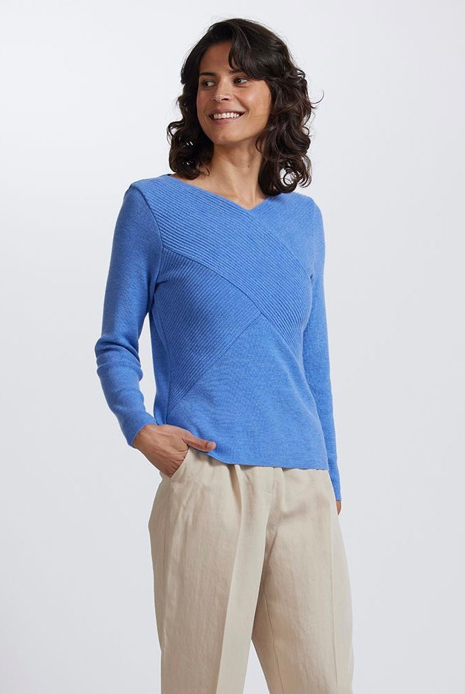 Royal Merino - 100% Merino Rib Wrap V (RM2055) Cornflower