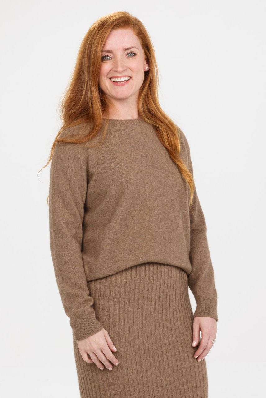 Native World - Merino & Possum Classic Crop Sweater (NB870) Mink.