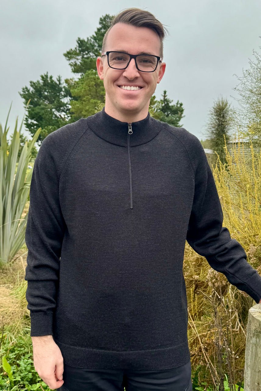 Man wearing Country Laine - Mens Midweight Zip Jacket (CL0029) in the colour Black
