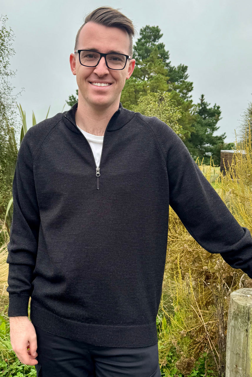 Man wearing Country Laine - Mens Midweight Zip Jacket (CL0029) in the colour Black