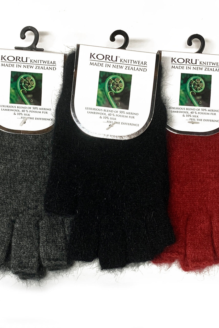 Koru - Merino & Possum Fingerless Gloves (KO50)