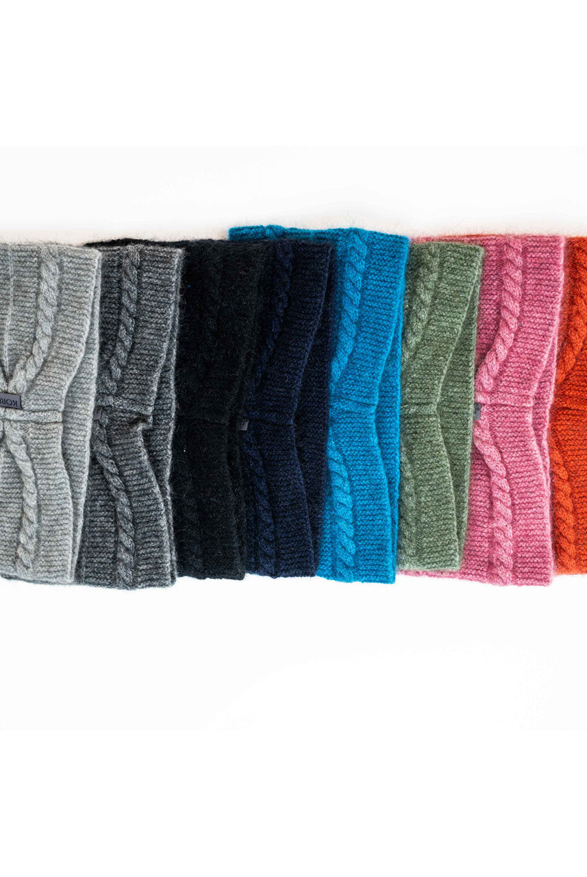 Left to right: Mist, Grey, Navy, Pacific, Moss, Rose, Sienna and Rata.