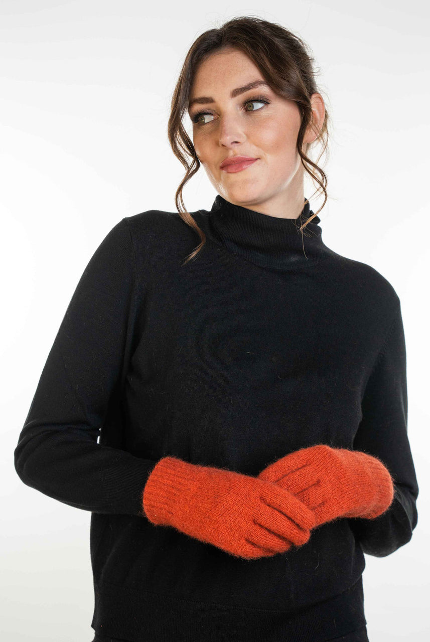 Koru - Merino & Possum Plain Gloves (KO48)Sienna
