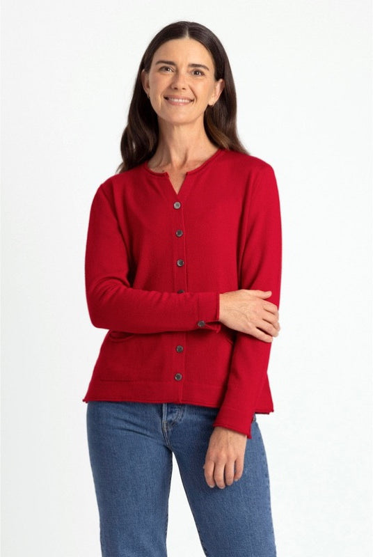 Royal Merino - 100% Merino Pocket Cardigan (RM2404) Tamarillo