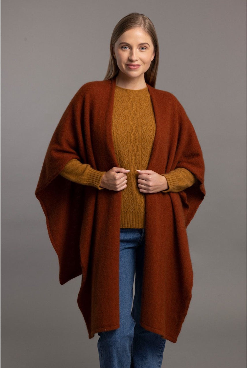 McDonald - Possum & Merino Split Front Cape (616)Spice