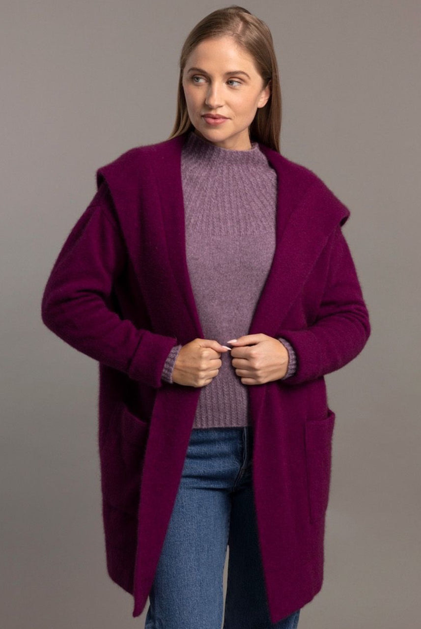 McDonald - Merino & Possum Oversized Hood Jacket (5013) Berry