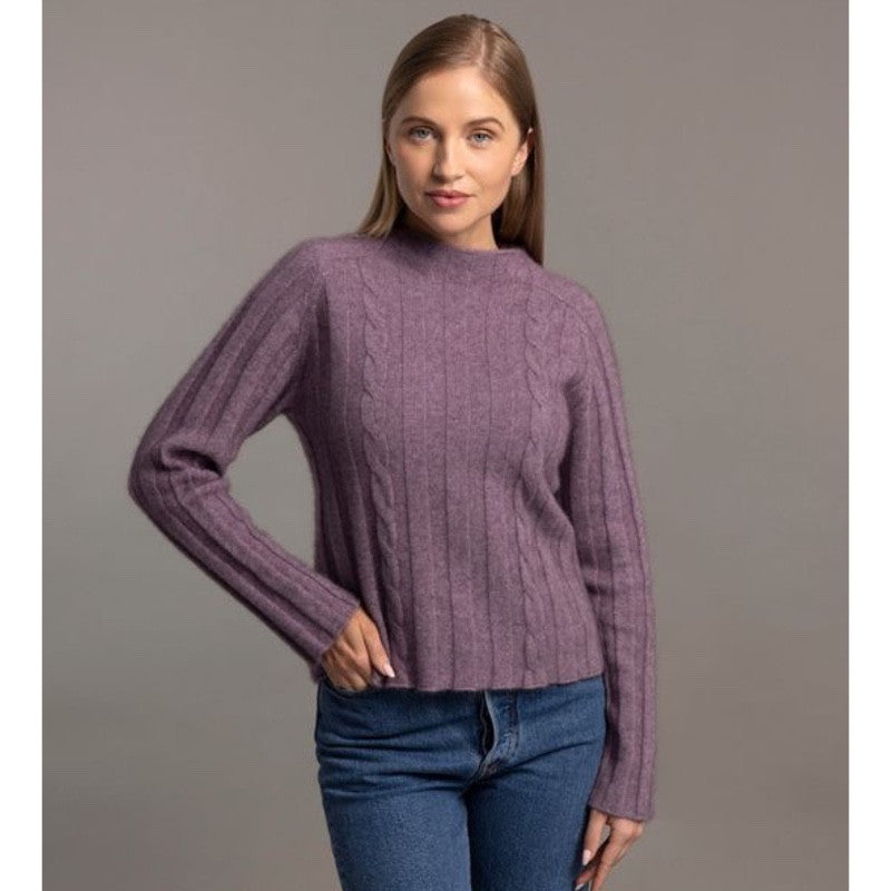McDonald - Possum and Merino Corrugated Cable Pullover (5054) Lilac