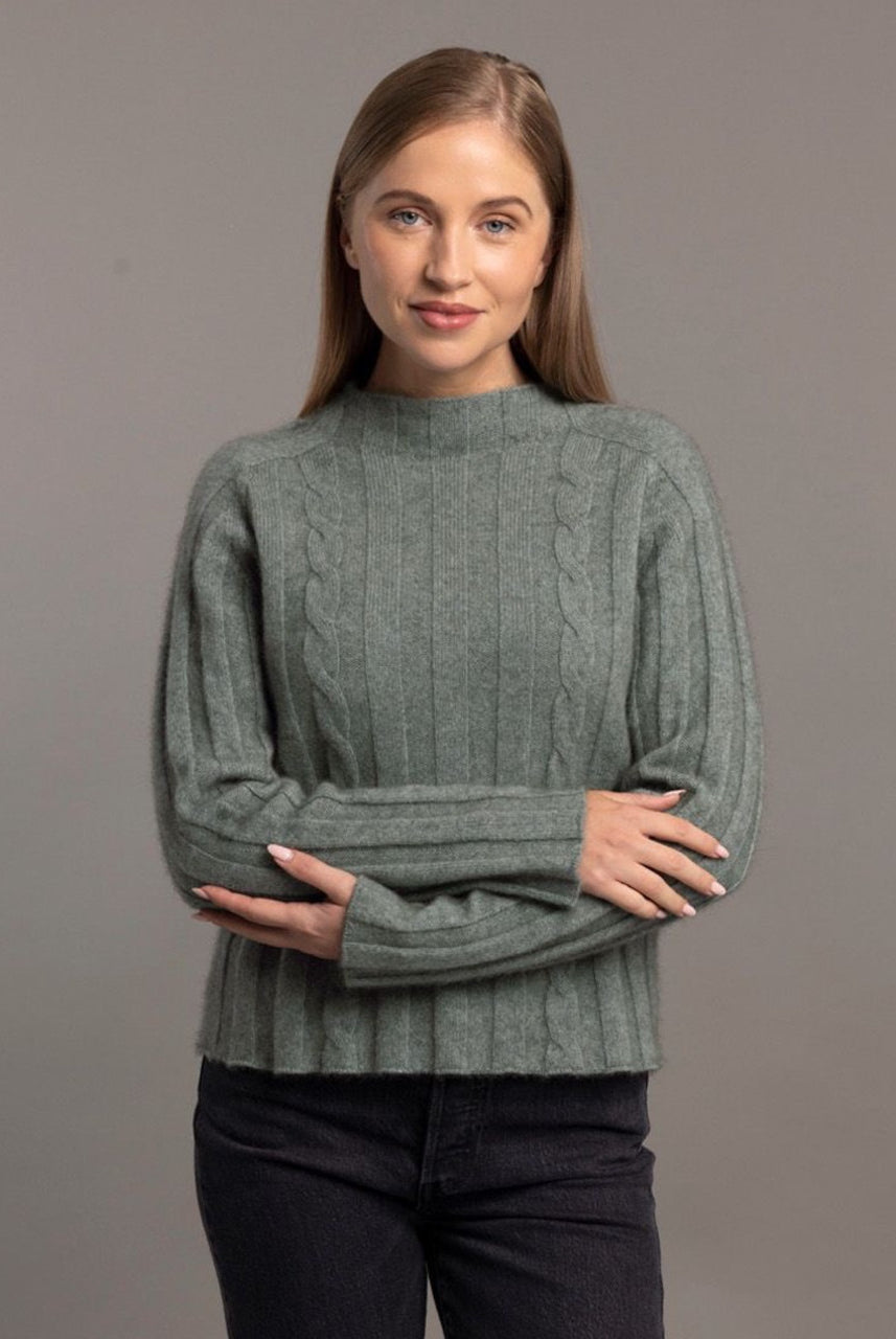 McDonald - Possum and Merino Corrugated Cable Pullover (5054) Mint