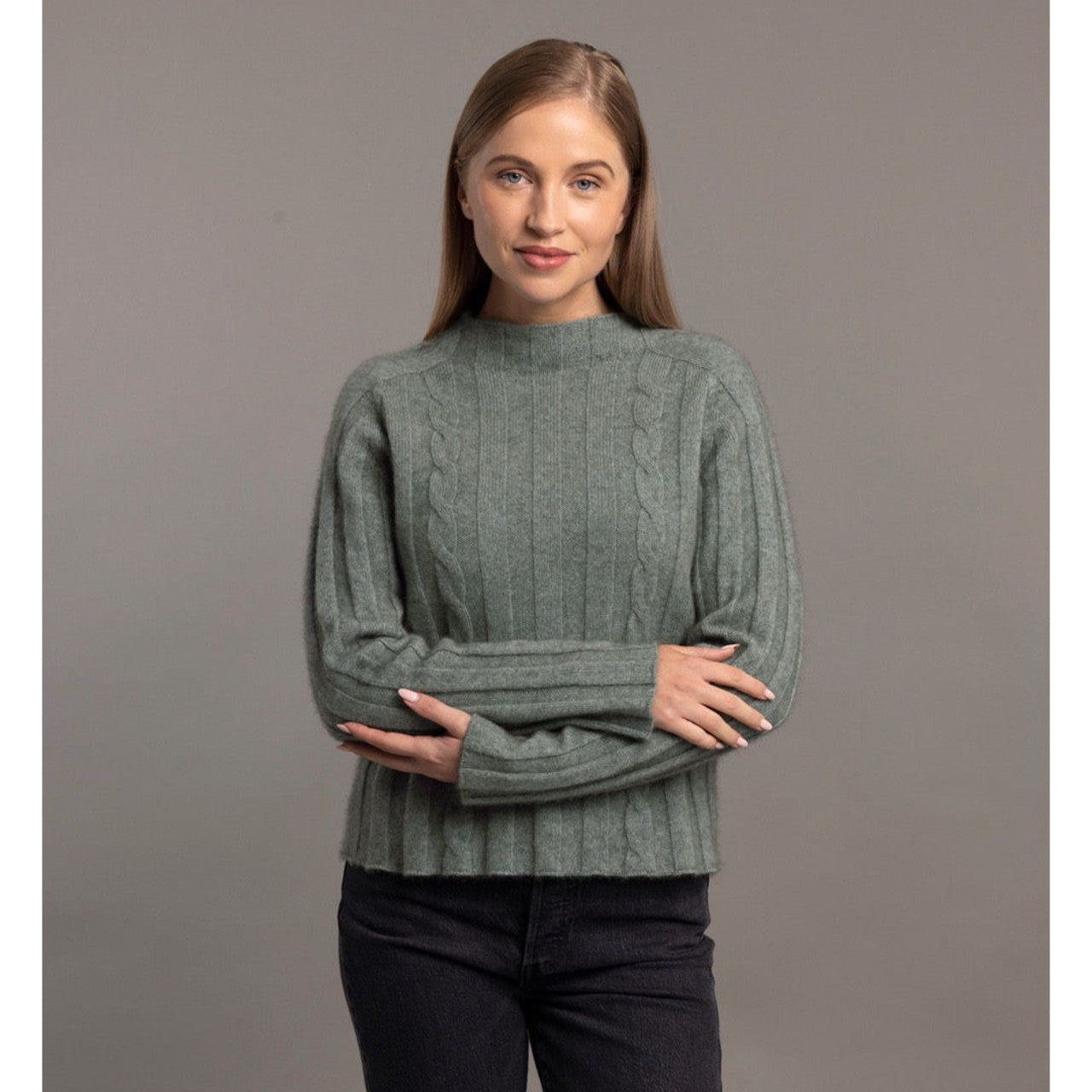 McDonald - Possum and Merino Corrugated Cable Pullover (5054) Mint