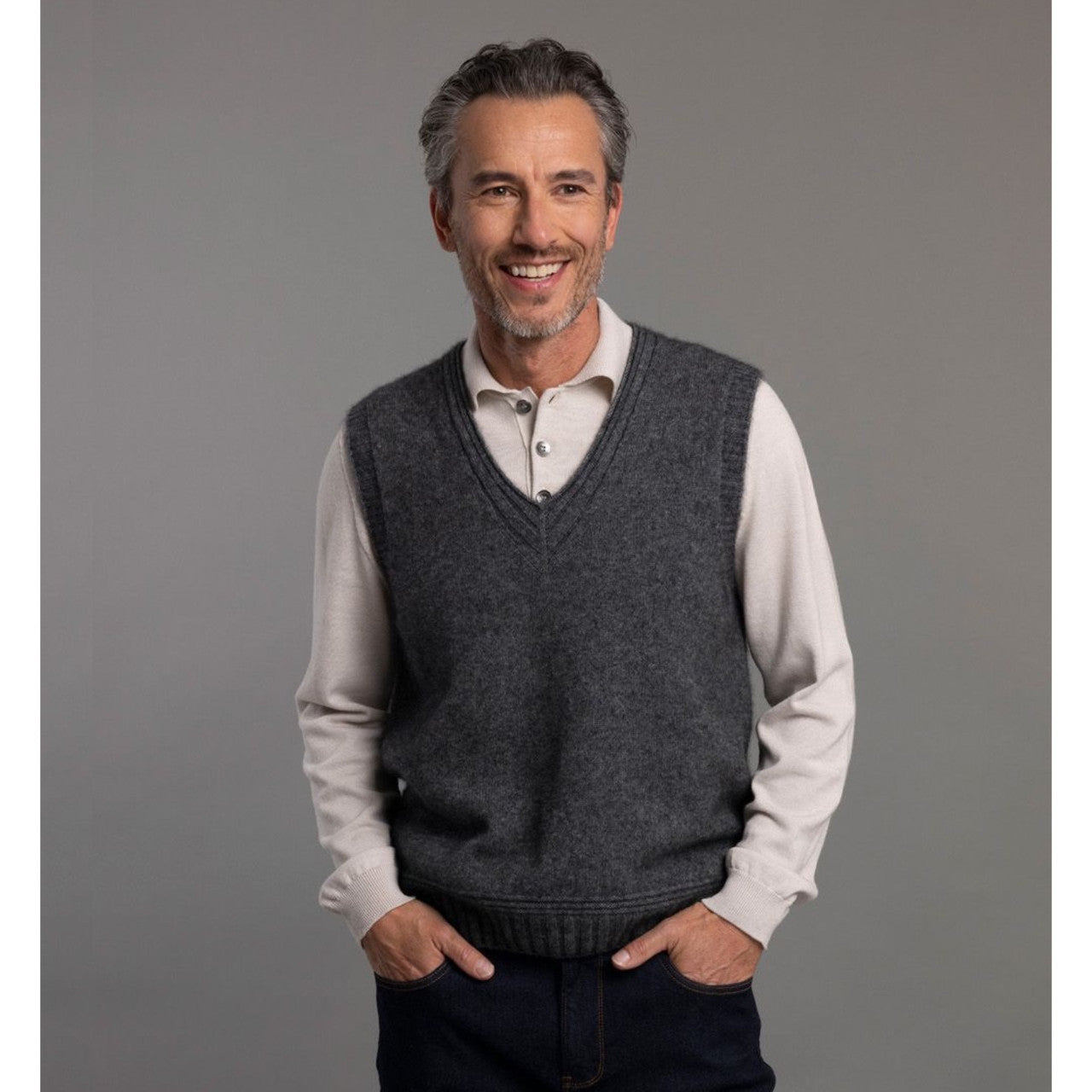 McDonald - Possum and Merino Ridge Vest (6636) Pewter