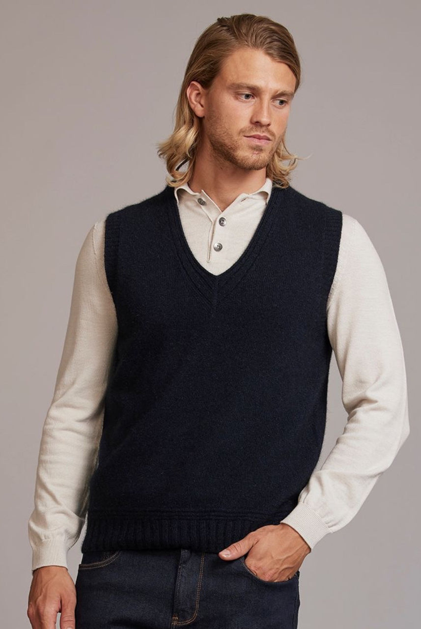 McDonald - Possum and Merino Ridge Vest (6636) Navy