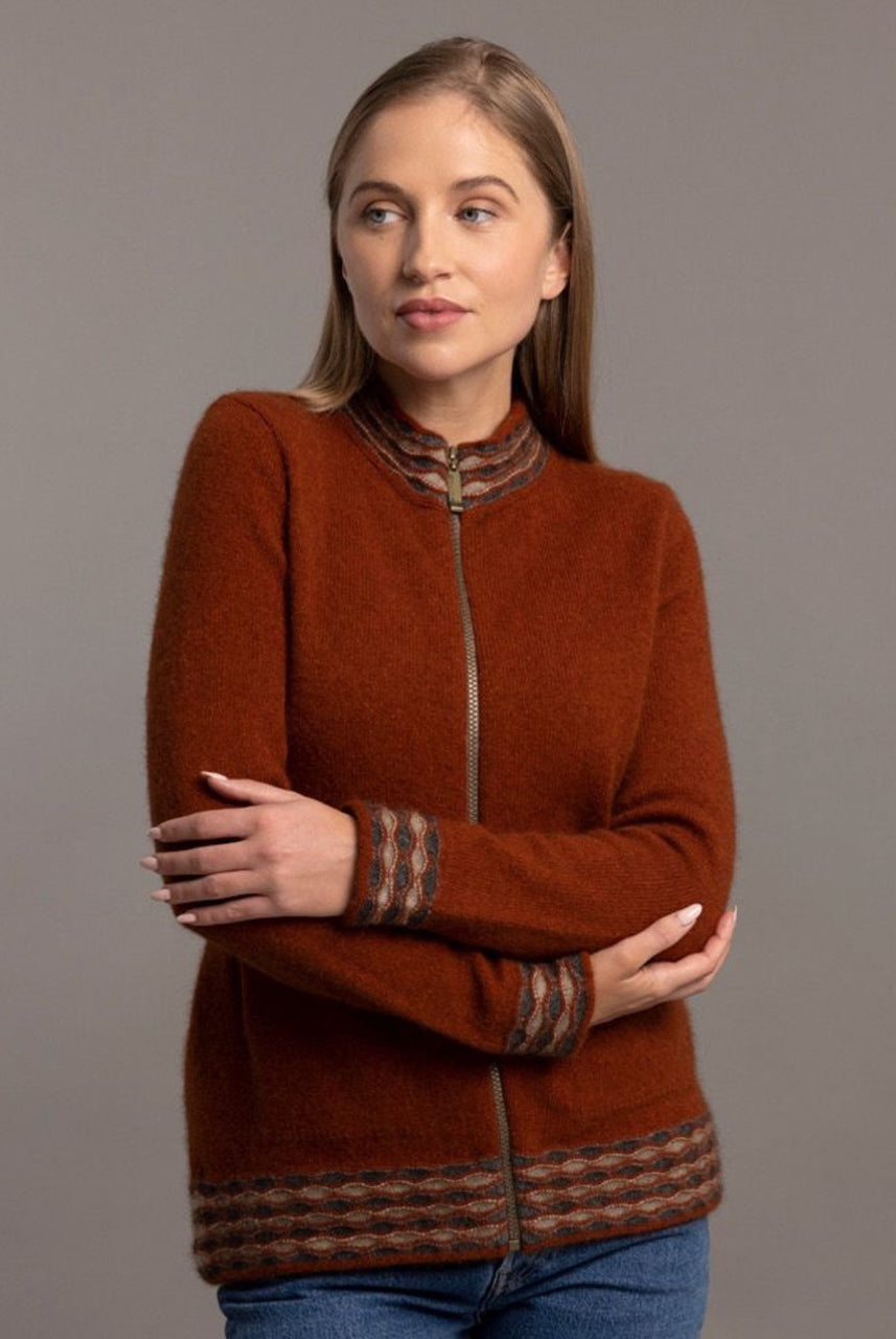 McDonald - Possum & Merino Wave trim Zip Spice