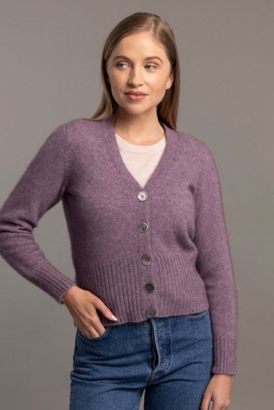 McDonald - Merino - Possum Rib Cardi (5034) Lilac