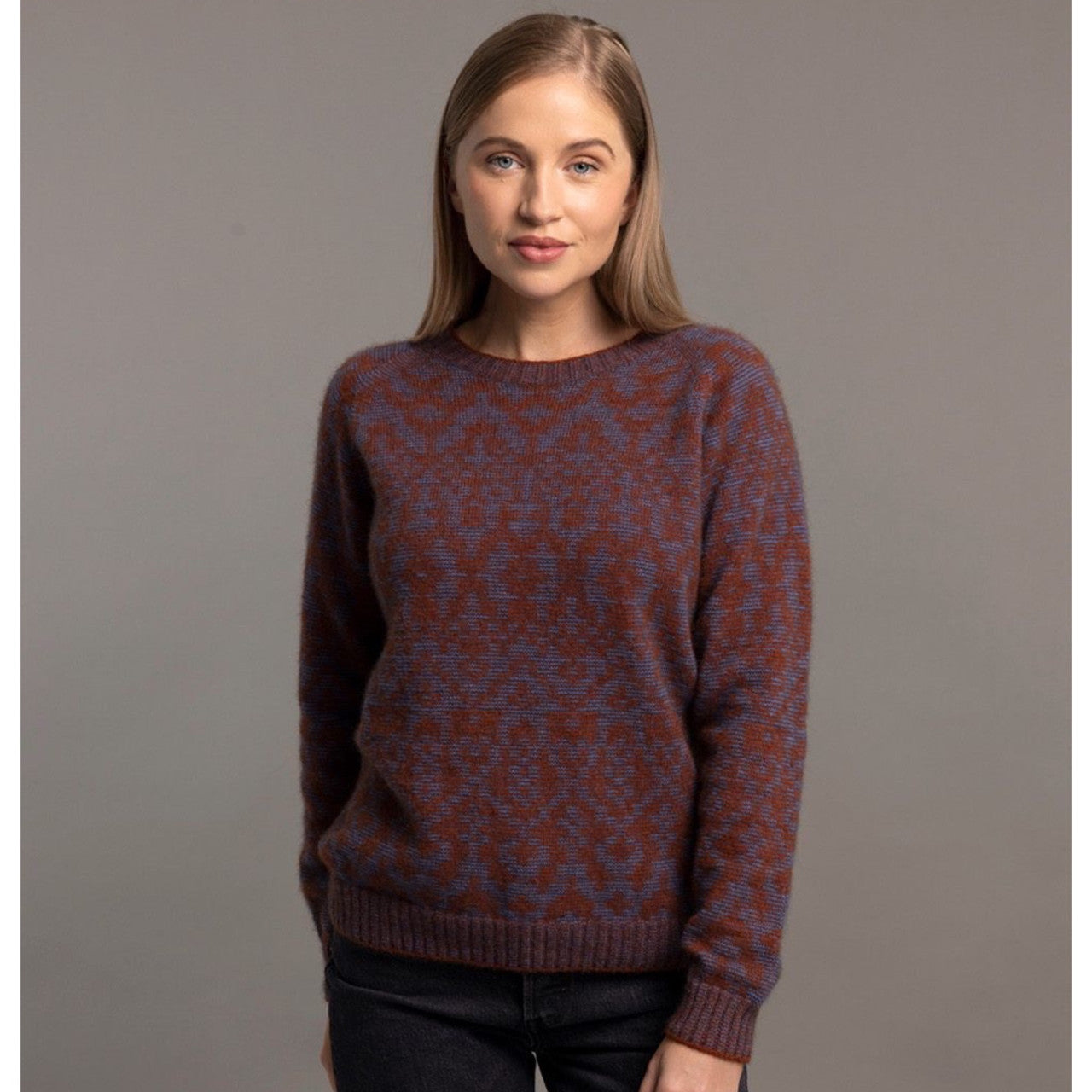 McDonald - Possum and Merino Fair Isle Pullover (5056) Spice/Orchid