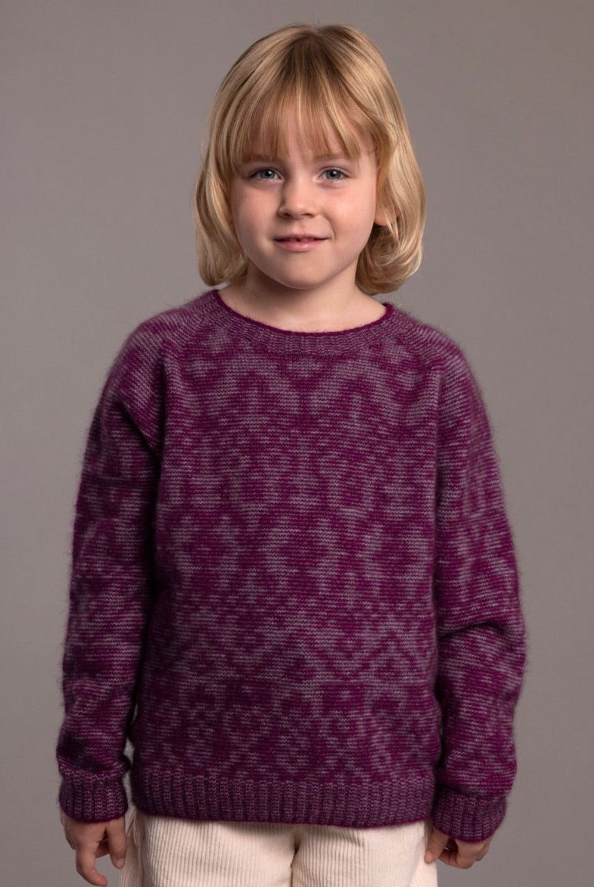McDonald - Possum and Merino Children's Fair Isle Sweater (3003) Berry/Lilac