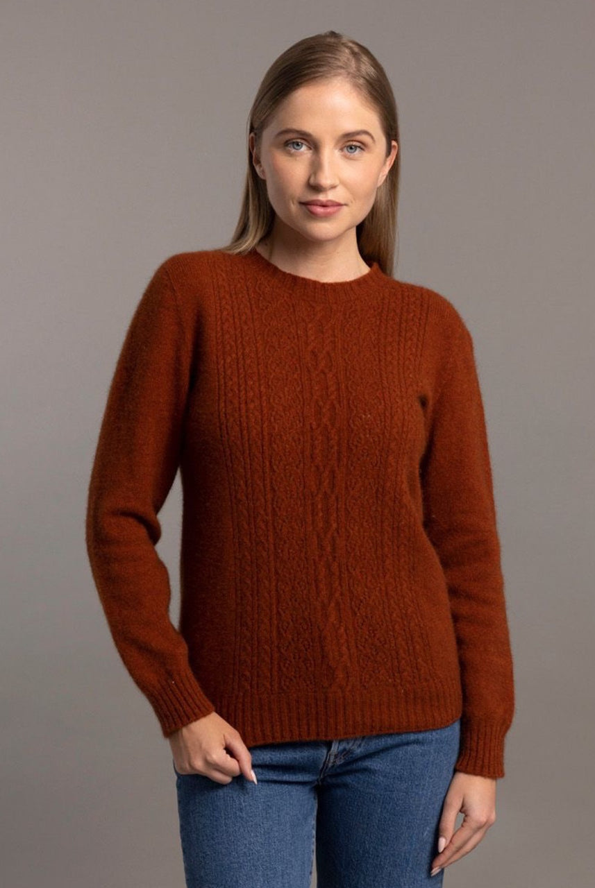 McDonald - Possum & Merino Crew Neck Jersey with Lace Detail (6129) Spice