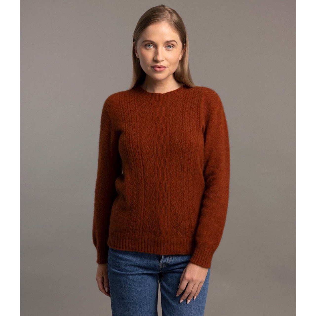 McDonald - Possum & Merino Crew Neck Jersey with Lace Detail (6129) Spice