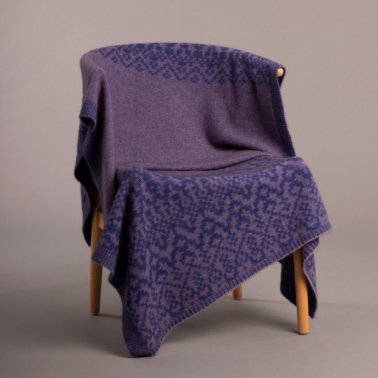 McDonald - Possum and Merino Fair Isle Blanket (698) Lilac/Cobalt