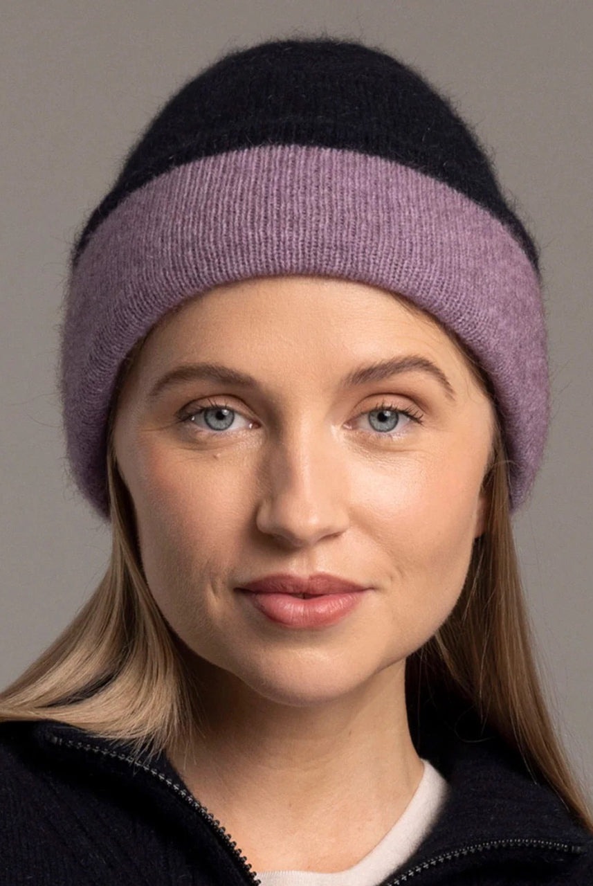 McDonald - Possum and Merino Two Tone Beanie (6102) Lilac/Navy