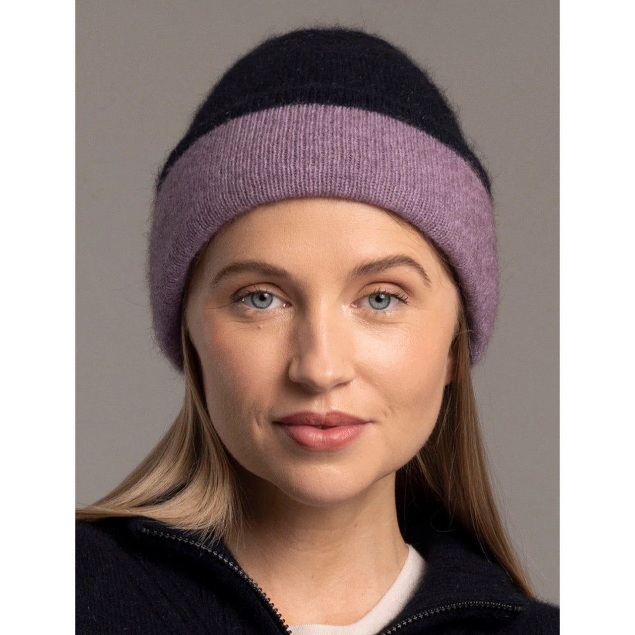 McDonald - Possum and Merino Two Tone Beanie (6102) Lilac/Navy