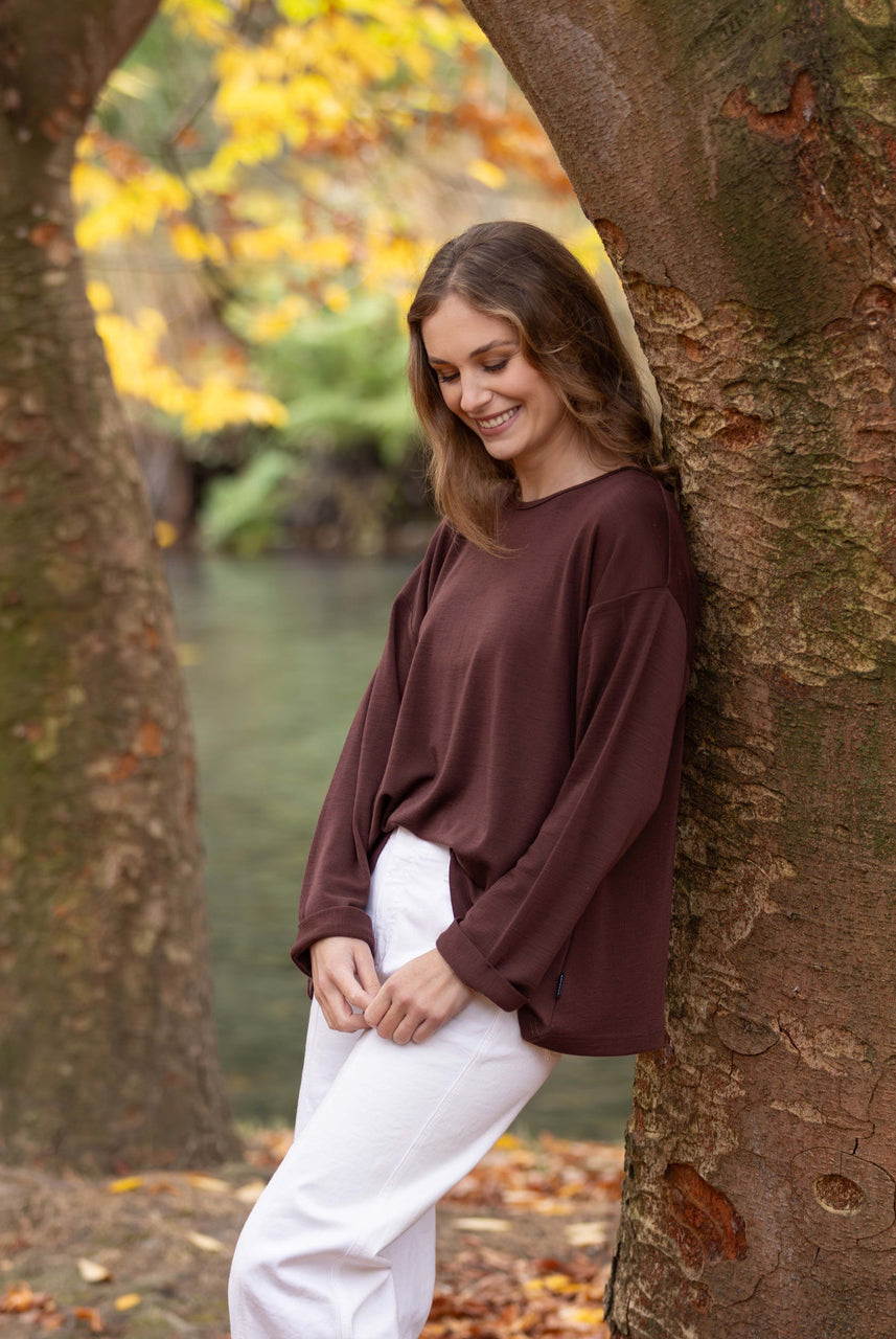 Bay Road Merino - Amber Boat Neck (BR892) Espresso