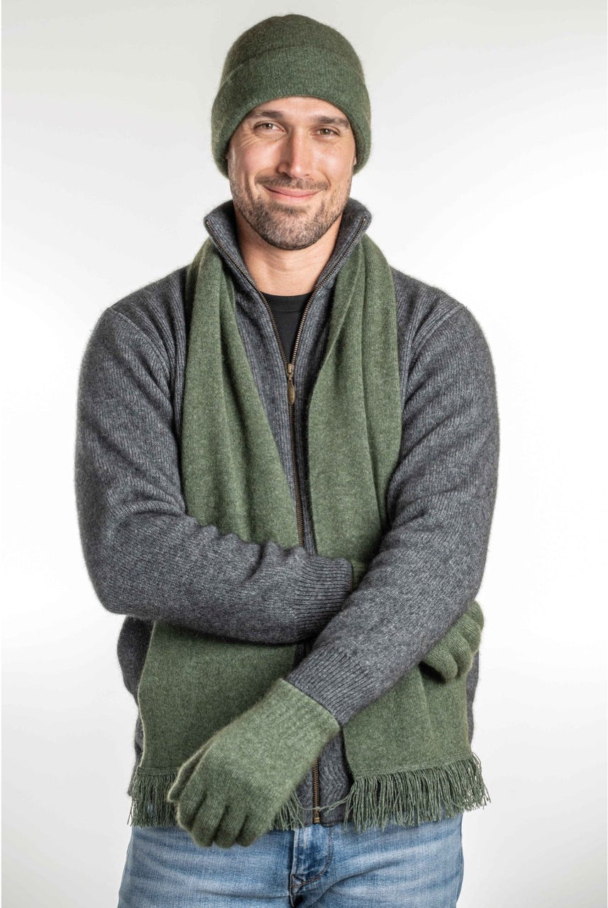 Koru - Merino & Possum Plain Gloves (KO48)Moss