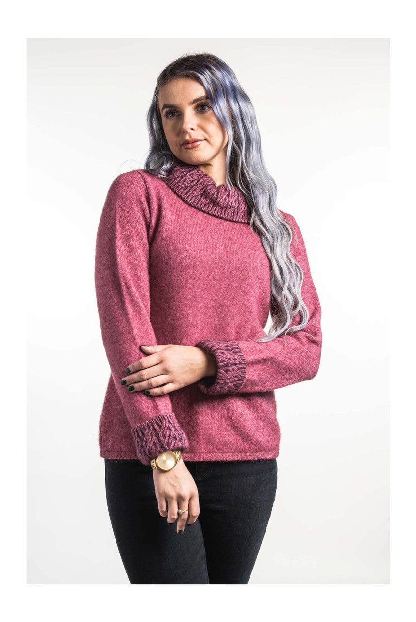 Possum Two Tone Jumper (KO461) Rose/Grape