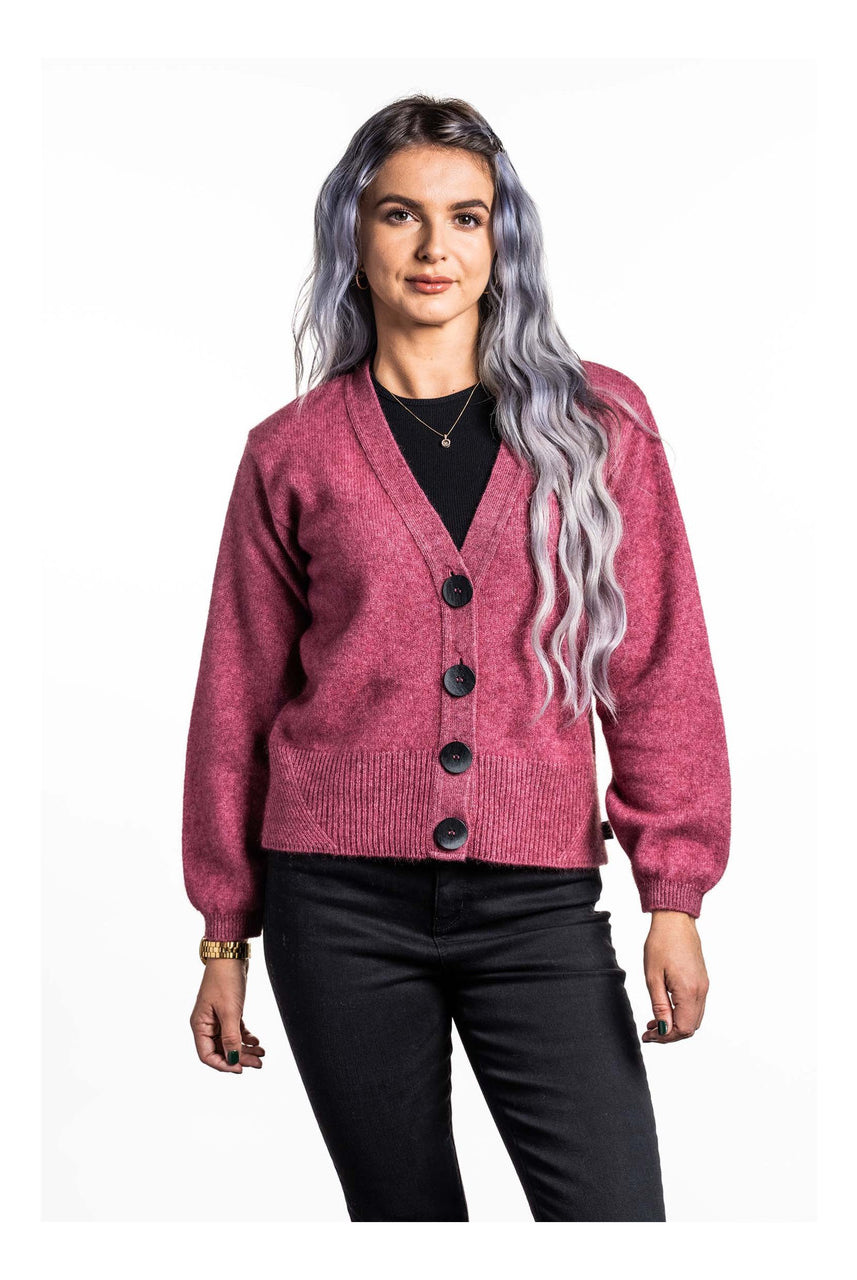 Koru - Merino & Possum V Neck Cardigan (Rose)