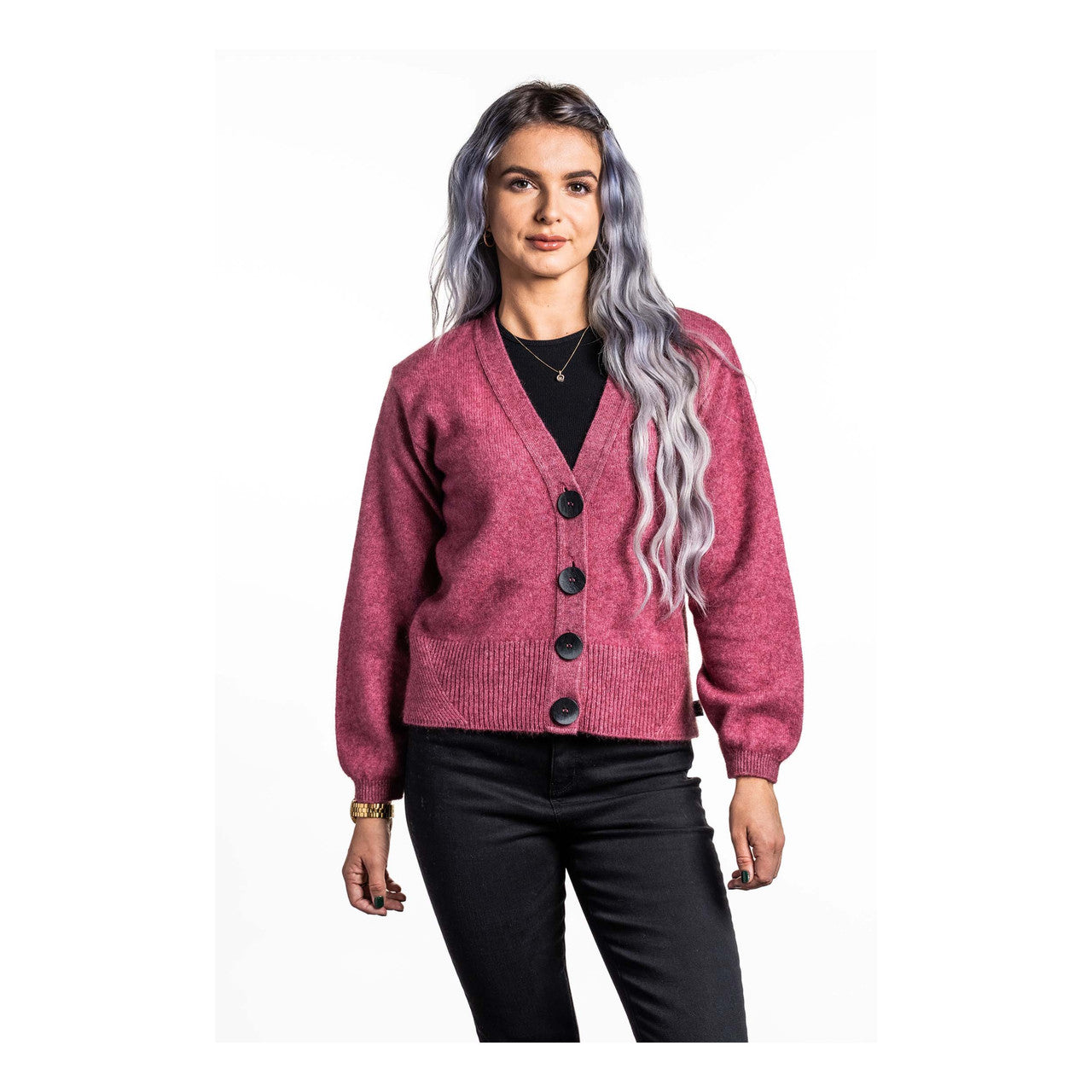Koru - Merino & Possum V Neck Cardigan (Rose)