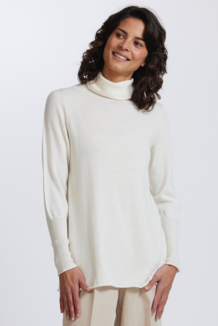 Royal Merino - 100% Merino A-Line Funnel Neck (RM3002) Natural.