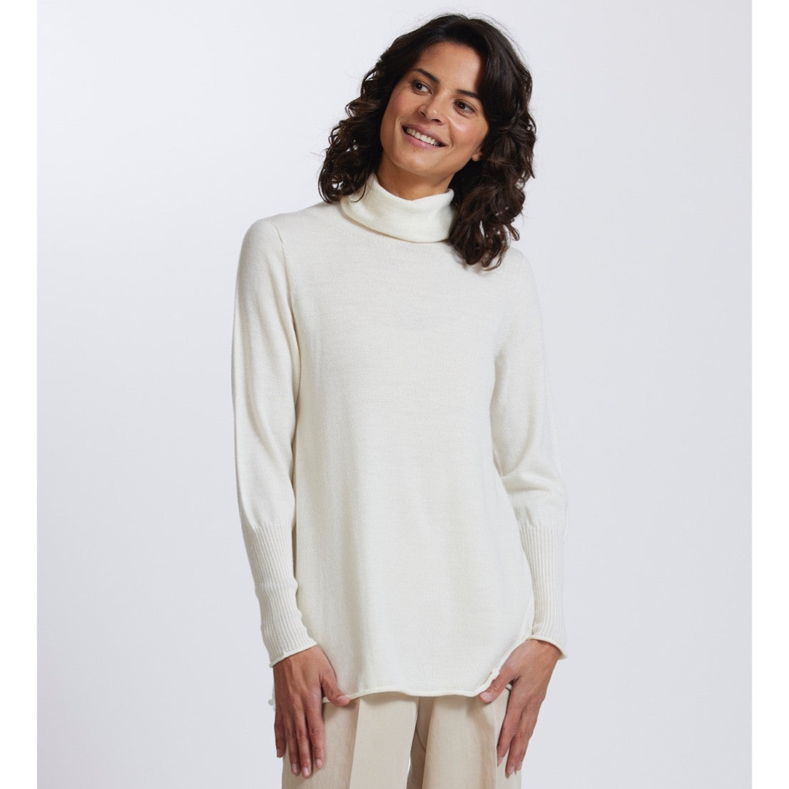 Royal Merino - 100% Merino A-Line Funnel Neck (RM3002) Natural.