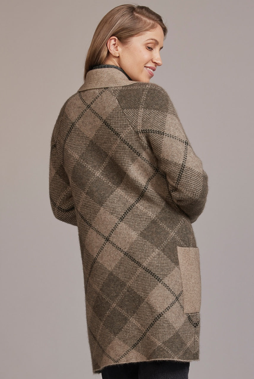 McDonald - Merino - Possum Tartan Overcoat (5044) Ash