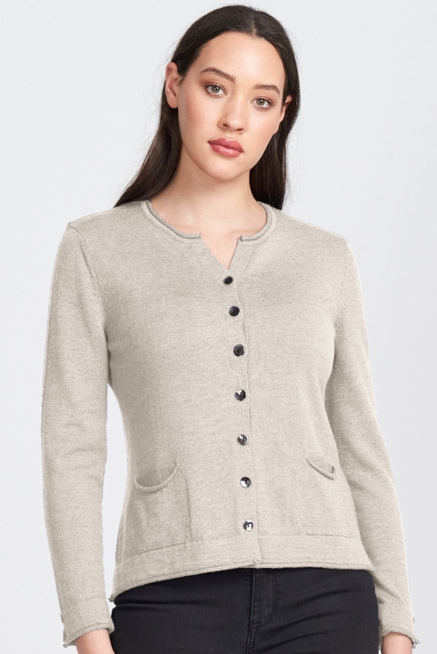 Royal Merino - 100% Merino Pocket Cardigan (RM2404) Light Sand.