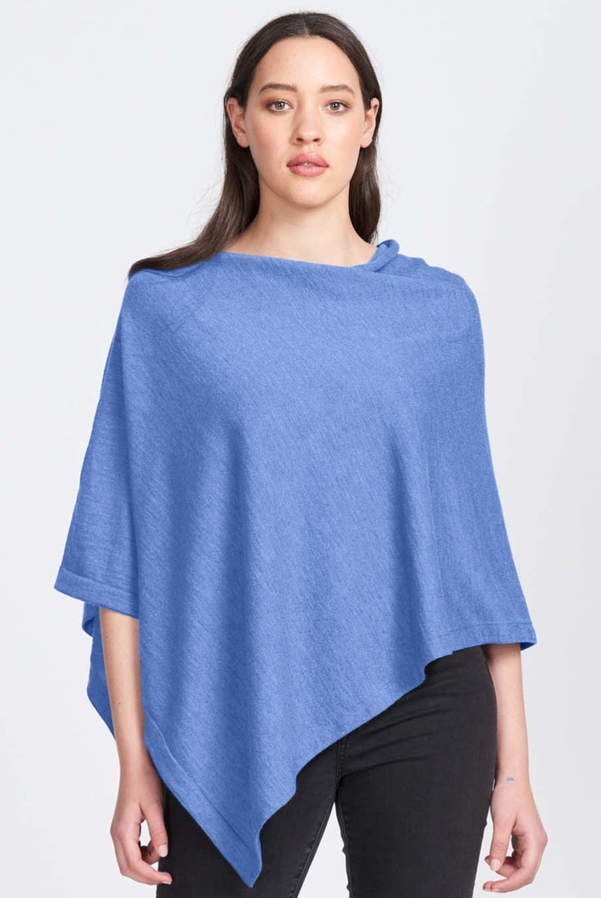 Royal Merino - 100% Merino Asymmetric Poncho (RM2270) Cornflower.
