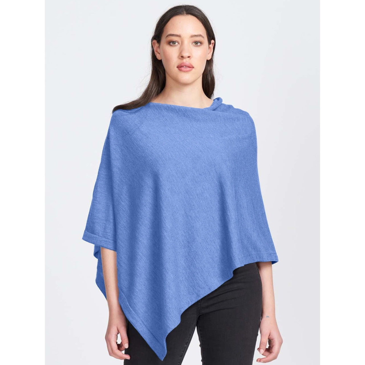 Royal Merino - 100% Merino Asymmetric Poncho (RM2270) Cornflower.