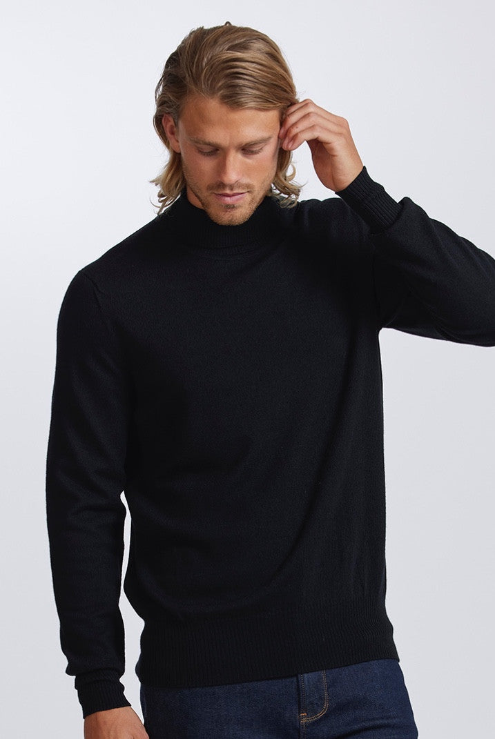 Royal Merino - 100% Merino Men’s Polo Neck (RM2479PO) Black.
