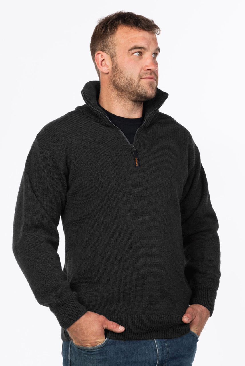 MKM - 100% Wool Northwester w/ Suede Patches (MS1742) Coal