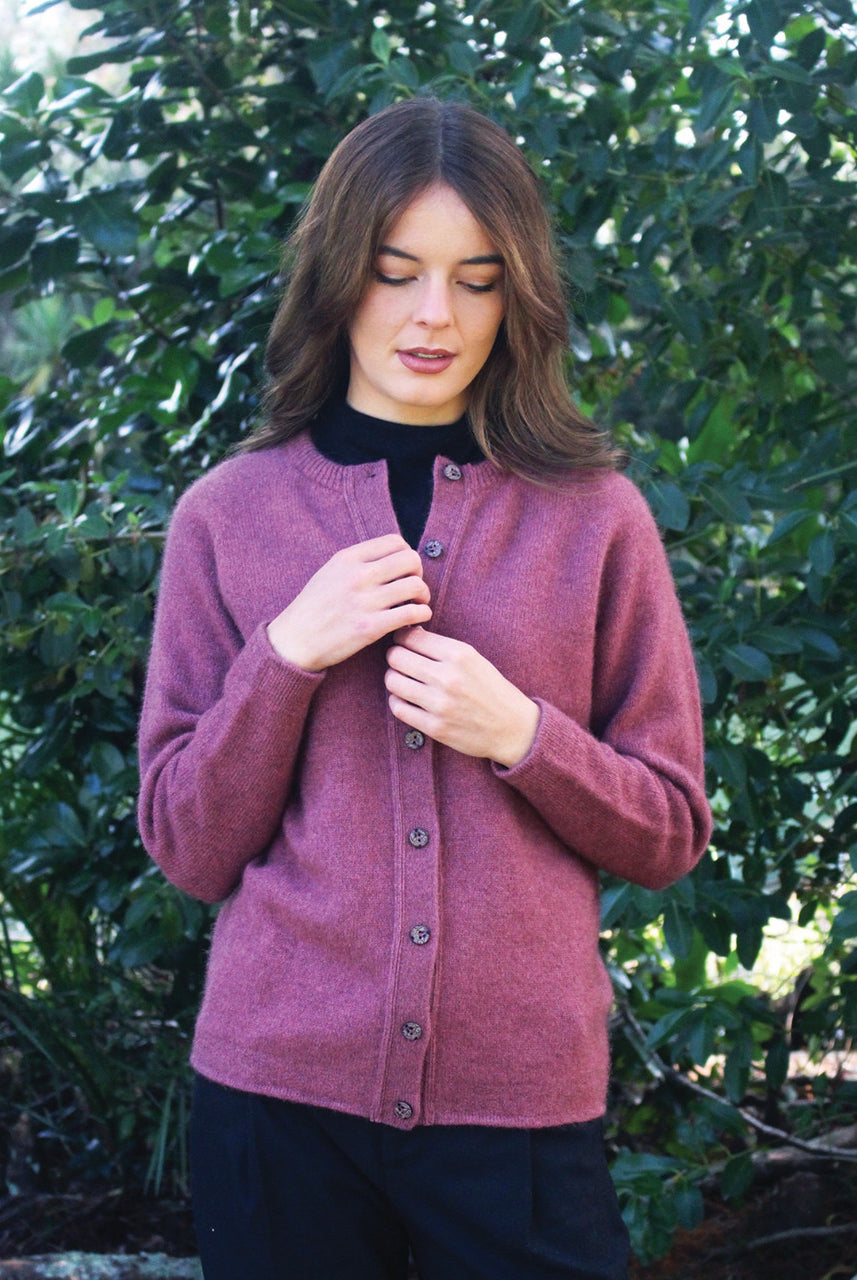 Lothlorian - Plain Button Cardigan (9937)Orchid