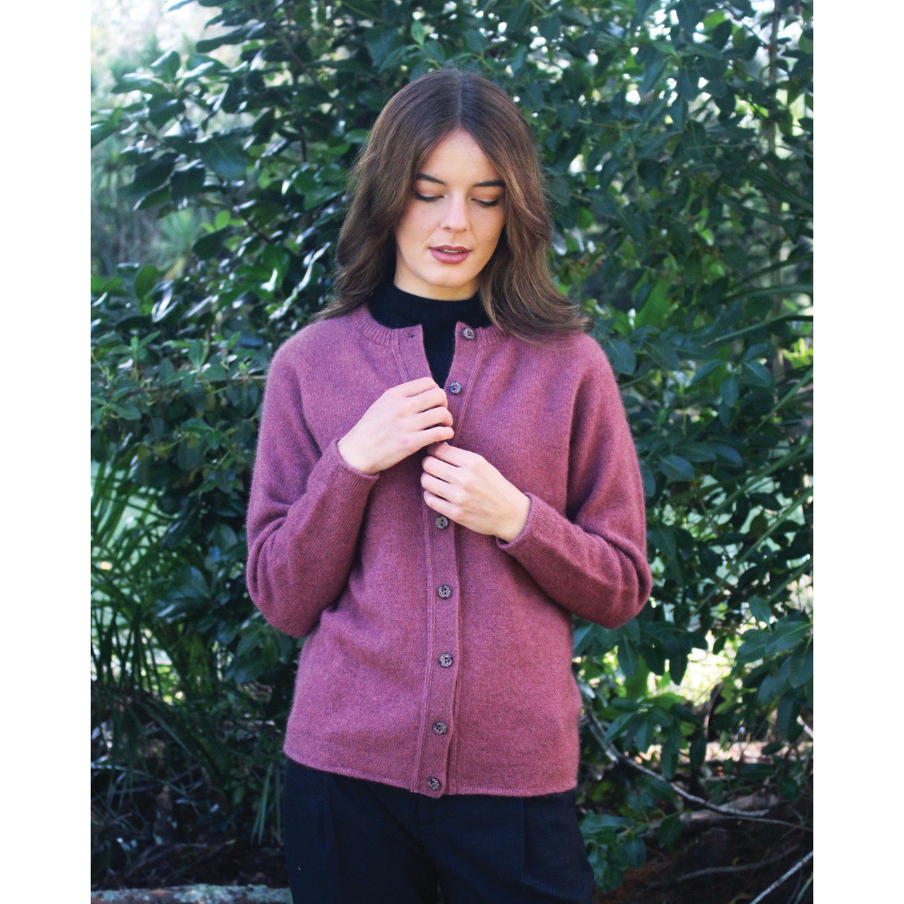 Lothlorian - Plain Button Cardigan (9937)Orchid