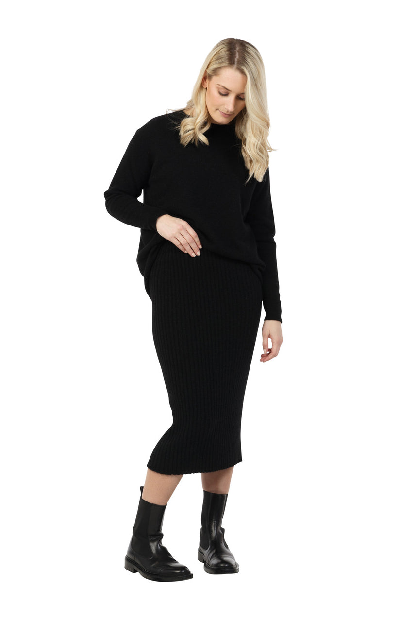 Native World - Merino & Possum Ribbed Skirt (NE859)