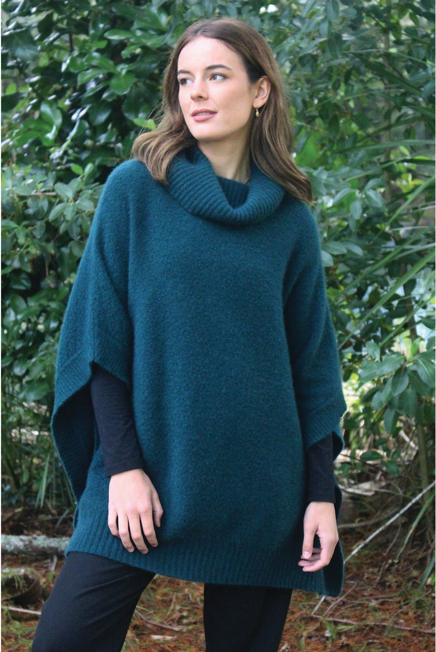 Lothlorian - Merino & Possum Lush Cowl Neck Poncho (9768)Tasman