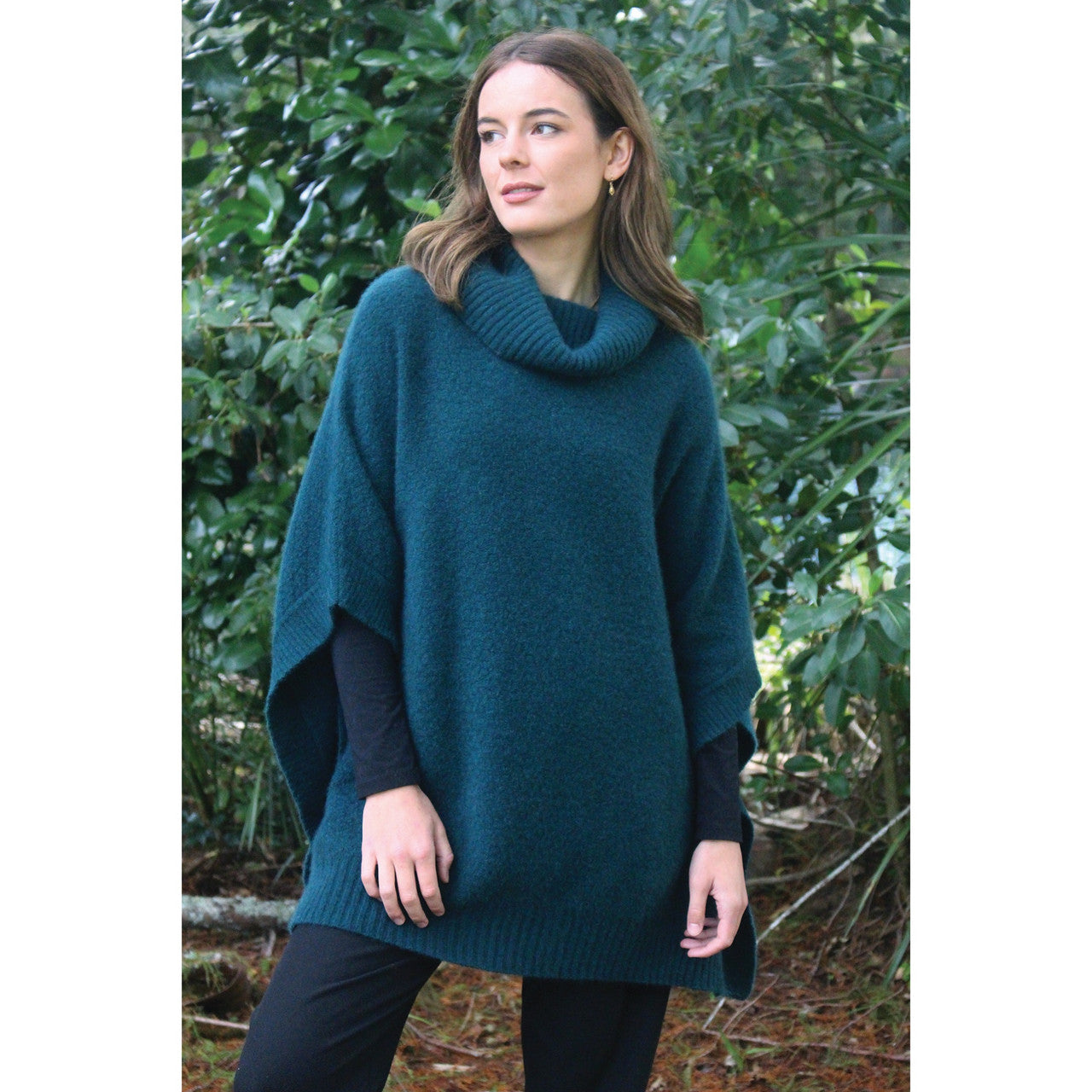 Lothlorian - Merino & Possum Lush Cowl Neck Poncho (9768)Tasman