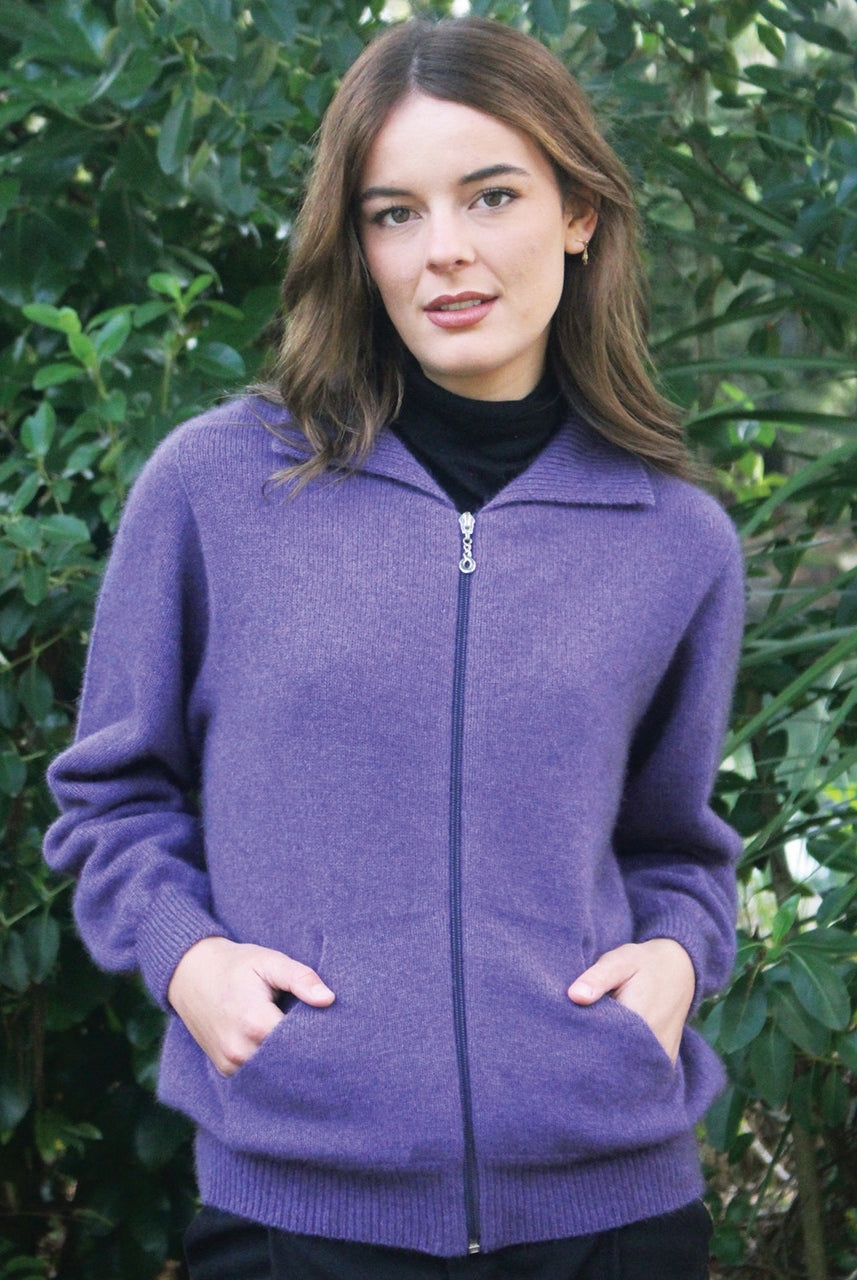 Lothlorian - Plain Zip Cardigan with Pockets (9976)Heather