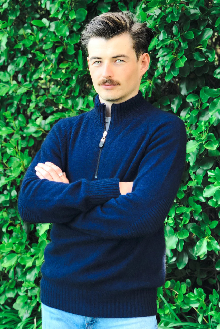 Lothlorian - Men's Merino & Possum Patch Jumper (9790)Midnight