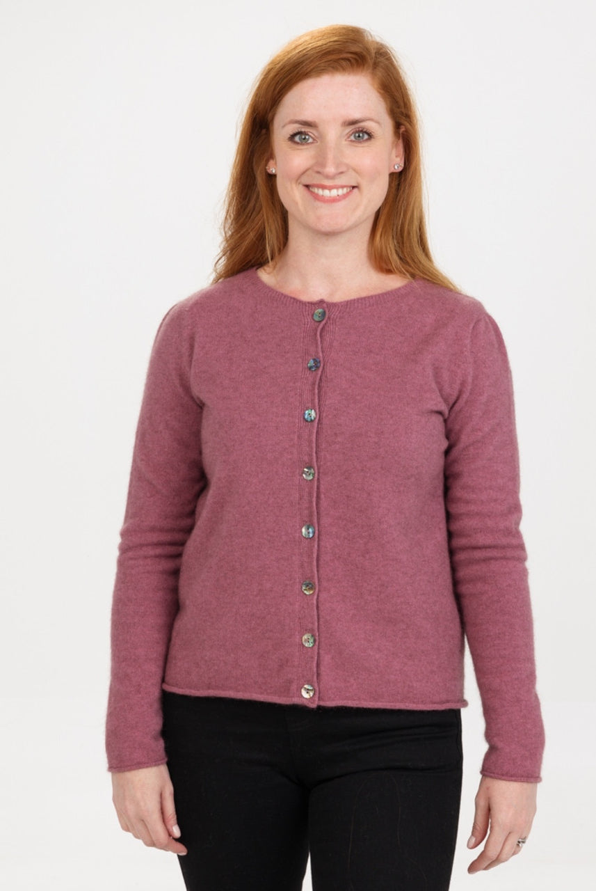 Native World - Merino & Possum Paua Shell Cardigan (NB872) Magnolia.