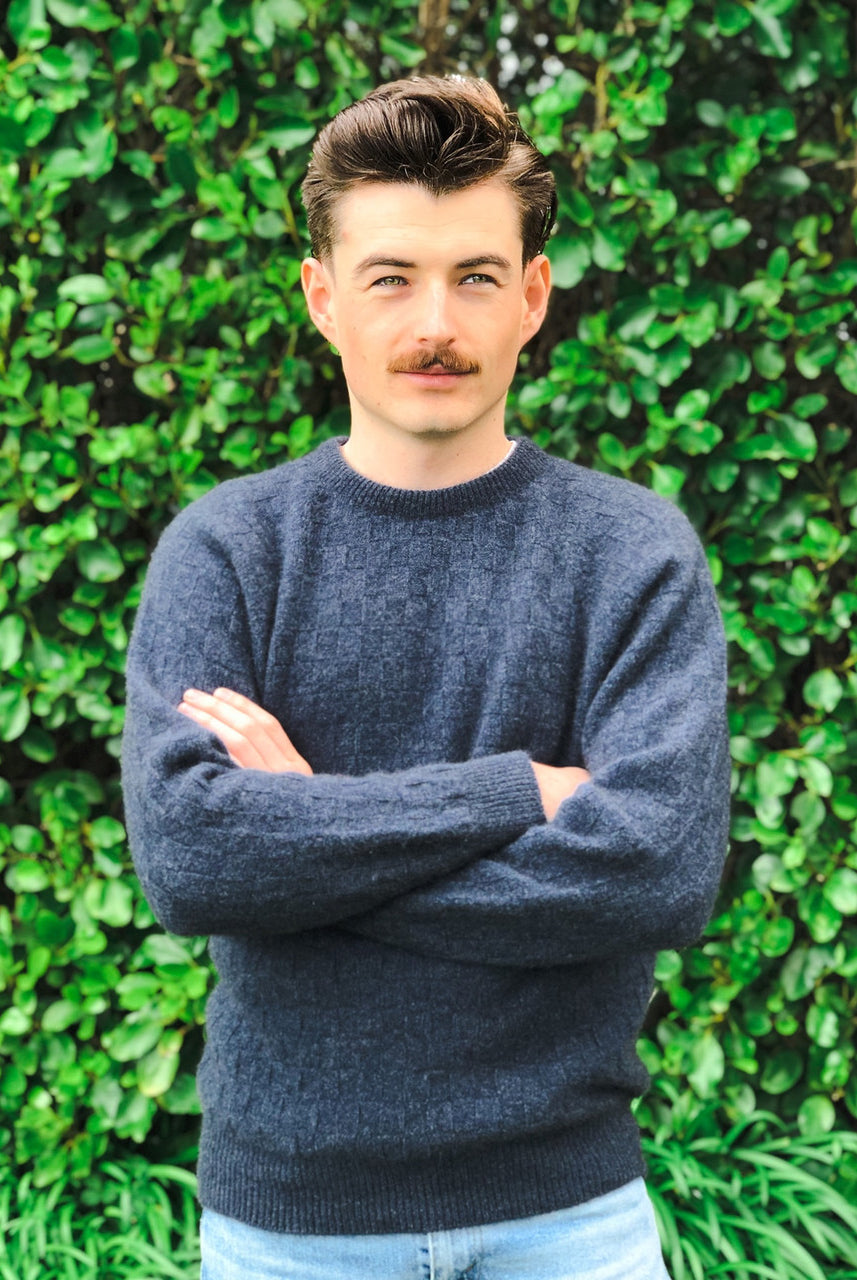 Lothlorian - Men's Crew Neck Purl Jumper (9801) Denim