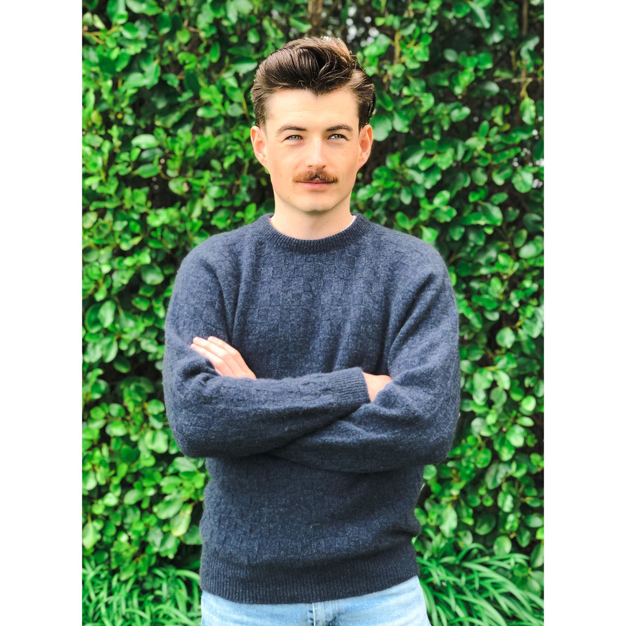 Lothlorian - Men's Crew Neck Purl Jumper (9801) Denim