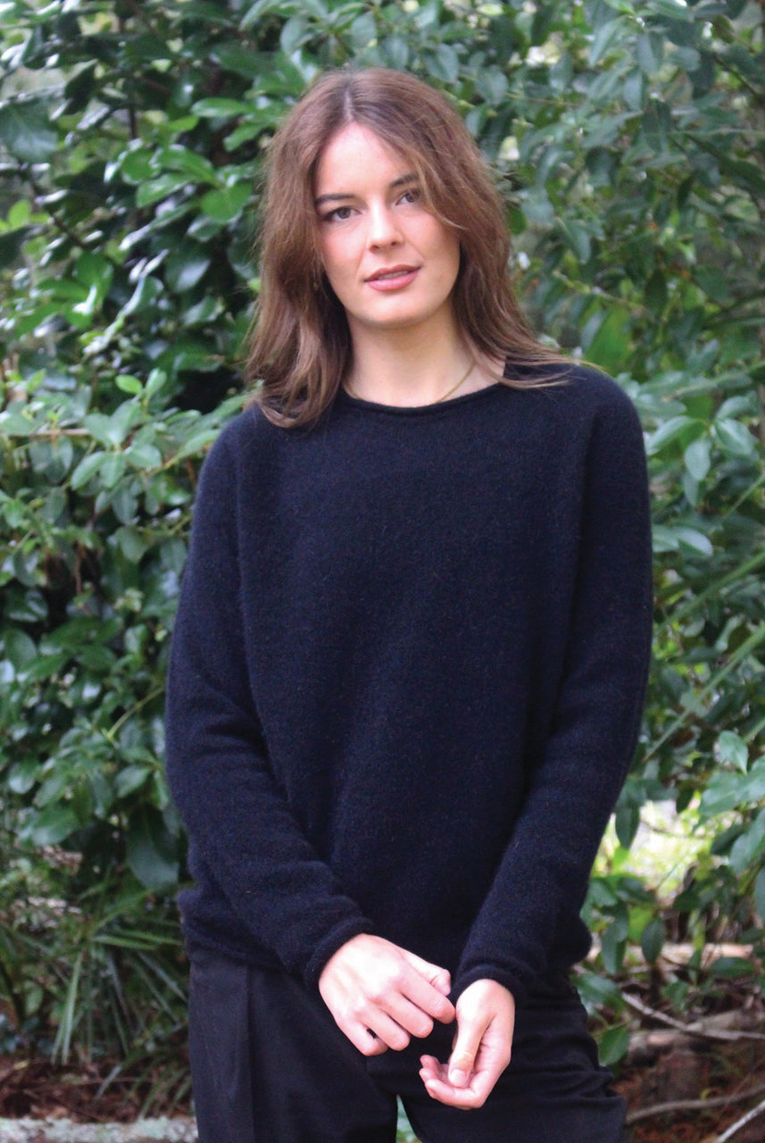 Lothlorian - Merino & Possum Scroll Jumper (9786) Midnight